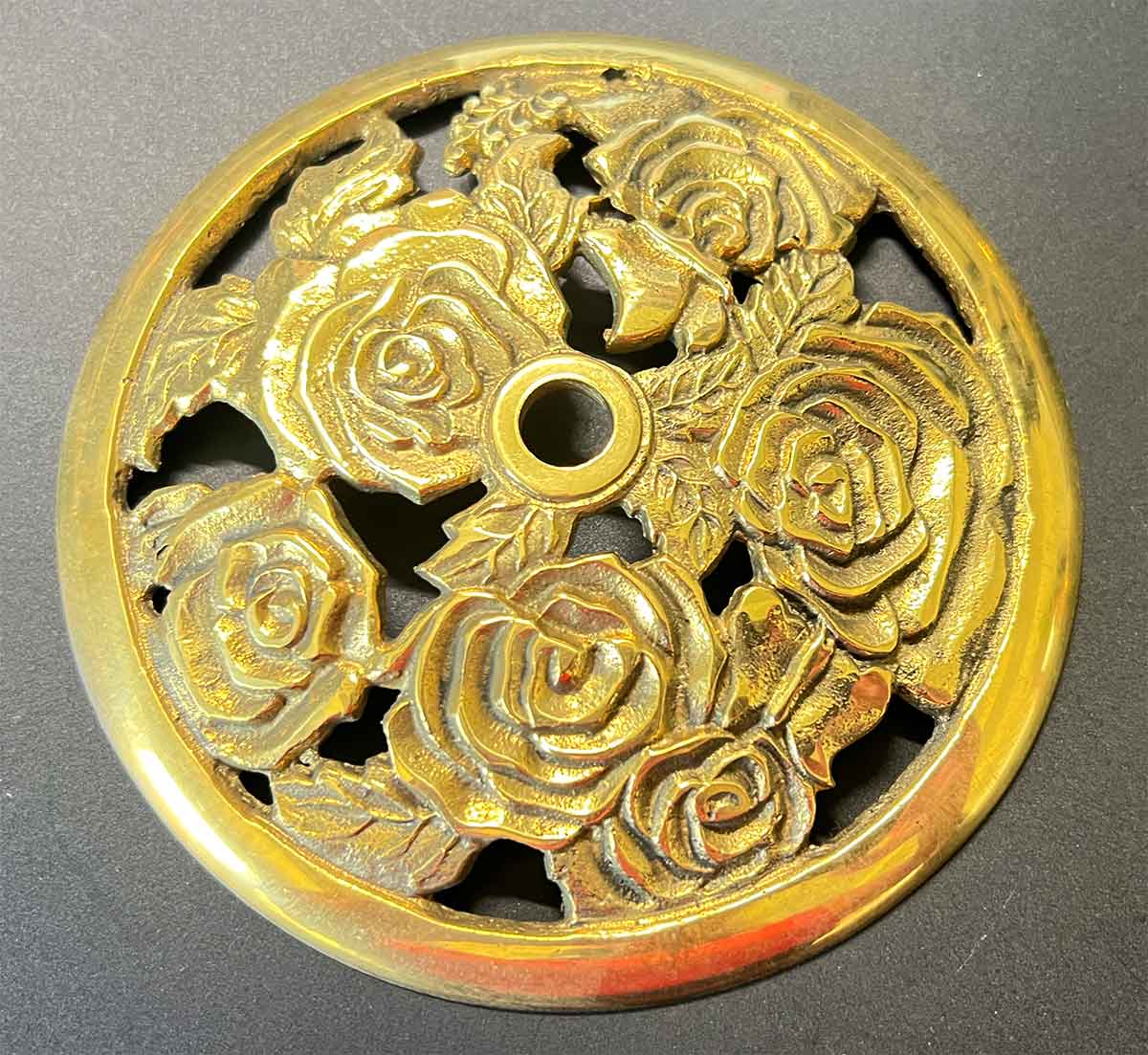 5" Solid Brass Lamp Cap: Roses