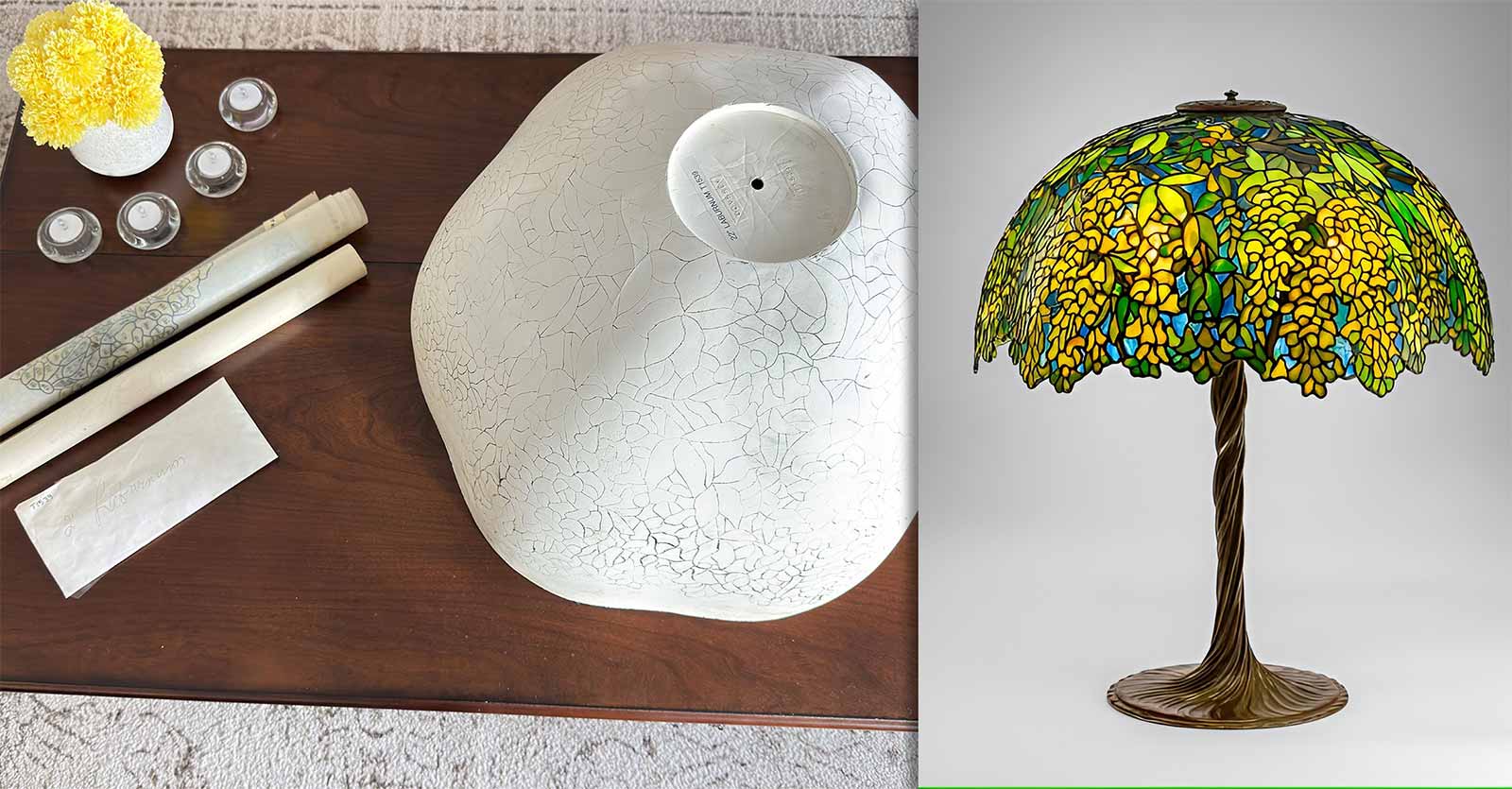22" Odyssey Laburnum Stained Glass Lamp Form and Patterns